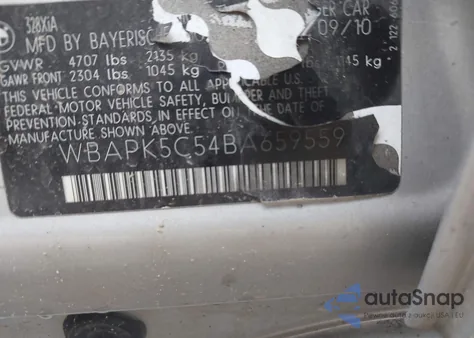 2011 BMW 328I xDrive from USA, damaged, VIN WBAPK5C54BA659559